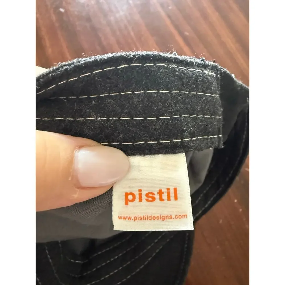 Pistil Charcoal Gray Wool Blend Slouchy  Cadet Hat Flower Appliqué Boho OS
